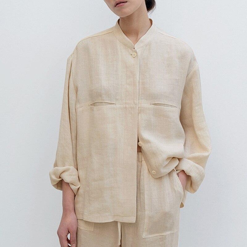 Johnature Японские льняные женские рубашки, весенние свободные однотонные простые однобортные универсальные женские топы