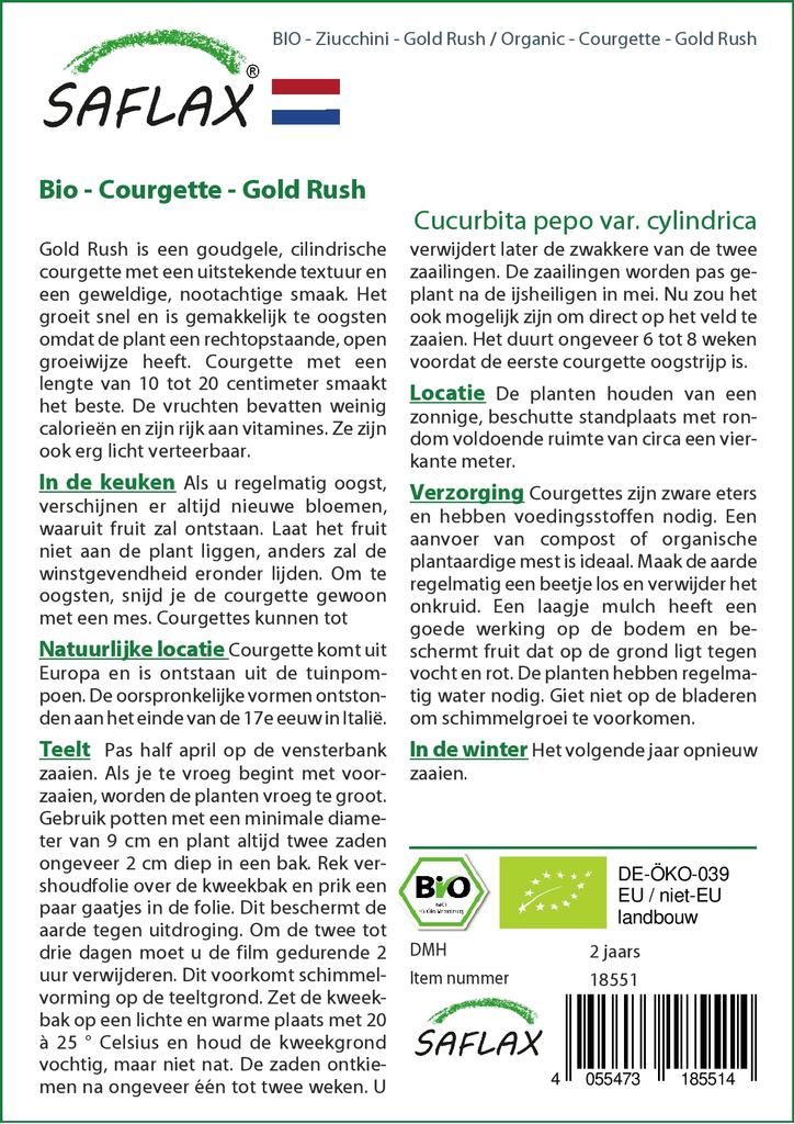 SAFLAX Garden in the Bag - Органический - Кабачок - Золотая лихорадка - 5 семян - С субстратом в подходящем стоячем пакете - Cucurbita pepo