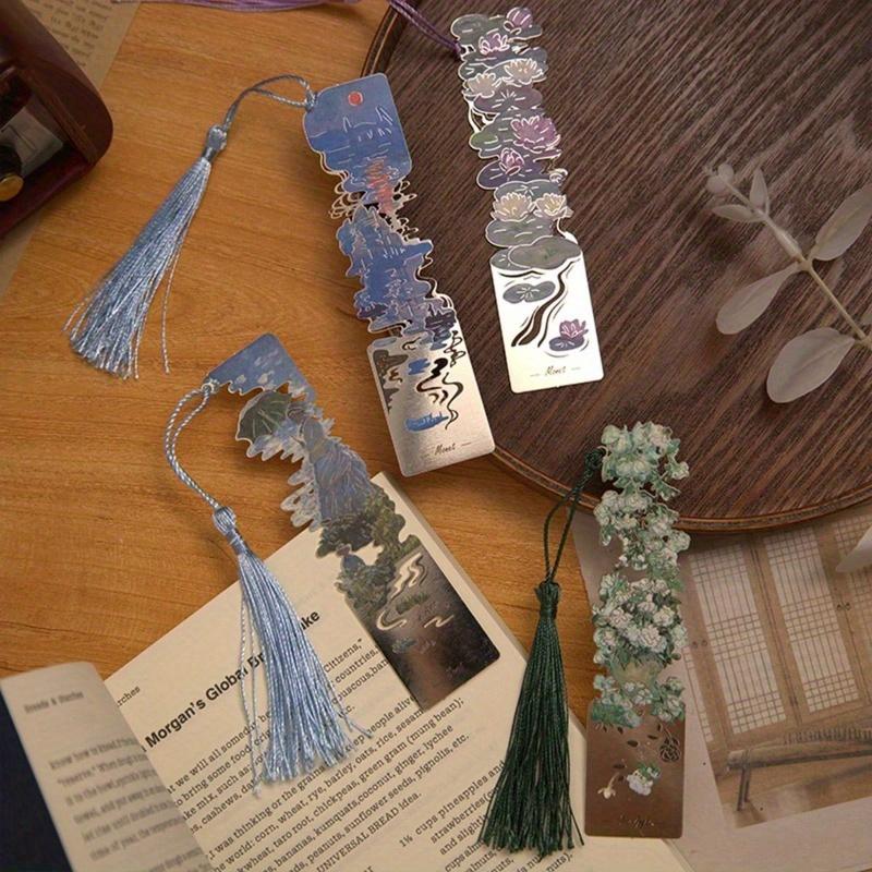 Oil Painting Style Retro Famous Painting Metal Bookmark, Handbook Reading Book Clip Book Buckle Pendant, Student Graduation Gift