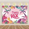 Cartoon Dinosaur Kid Birthday Party Decoration Jungle Animal Background Banner Jurassic World Woodland Backdrop For Baby Shower