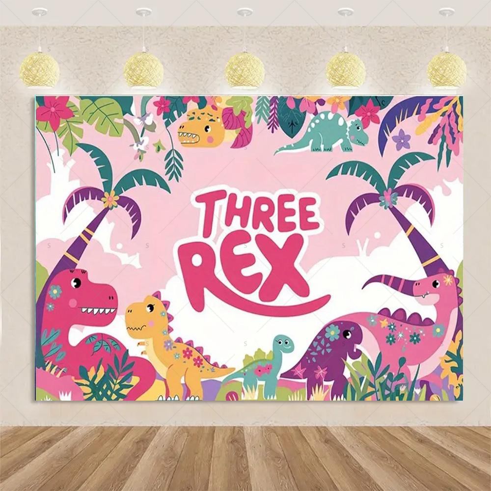 Cartoon Dinosaur Kid Birthday Party Decoration Jungle Animal Background Banner Jurassic World Woodland Backdrop For Baby Shower