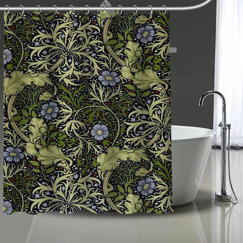 Уильям Моррис Искусство Пользовательский Узор Полиэстер Занавеска для Ванной Водонепроницаемая Занавеска для Душа Сделай Сам Экран для Ванной Напечатанная Занавеска для Ванной