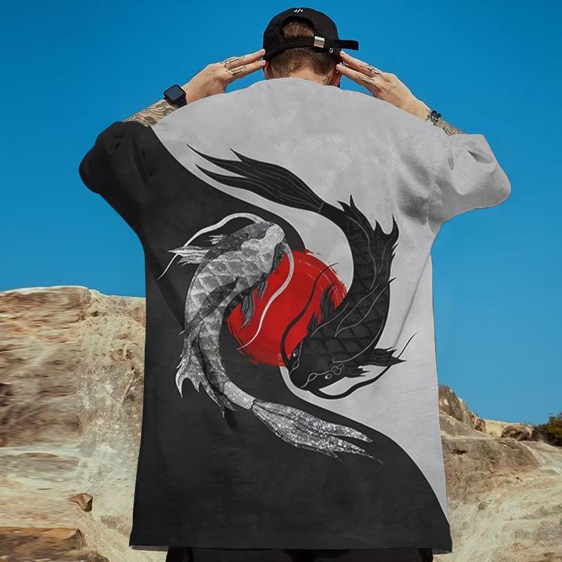 Футболки с акулами для мужчин с принтом 3d Ukiyo-E Fierce Beast Мужская одежда Уличные футболки Harajuku Повседневные футболки с короткими рукавами большого размера