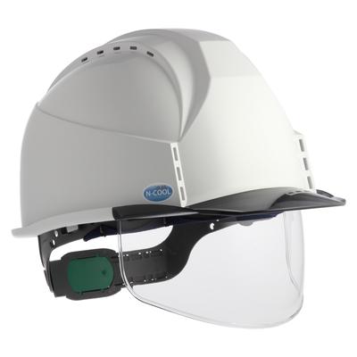 Sumibe Techno Plastic Helmet Heat Shield Series с вентиляцией, прозрачным пенополистироловым теплозащитным экраном, козырьком, подкладкой, белый/дымчатый KKC3S-B-NCOOL-WH-S