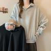 Navava Women Basic Loose Fit Collar Long Sleeve Sweatshirt Nt3063