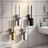 Wall-Mounted 304 Stainless Steel Toilet Brush Set for Bathroom Cleaning