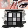 Палитра теней для век Smoky Eyeshadow Palette 9 цветов Темно-серая палитра для макияжа Smokey Makeup Matte Shimmer Glitter High Pigmented Eye Shadow для музыкального фестиваля на Хэллоуин