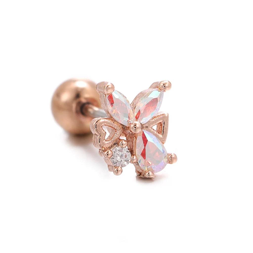 Новый дизайн, маленькие серьги-гвоздики из нержавеющей стали с цирконом, женские серьги-гвоздики с геометрической геометрией, спираль на козелок, хрящ, звезда, серьги, ювелирные изделия для пирсинга, 1 шт.