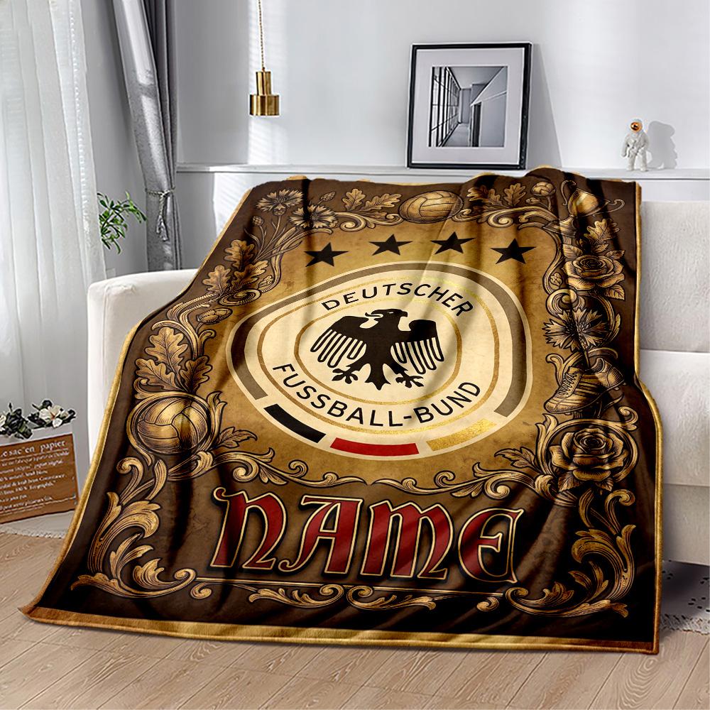 German Football Crest Artwork Personalized Text Blanket Gift Personalized Blanket Comfortable Suitable for Livingroom Sofa Living Room Home Decor