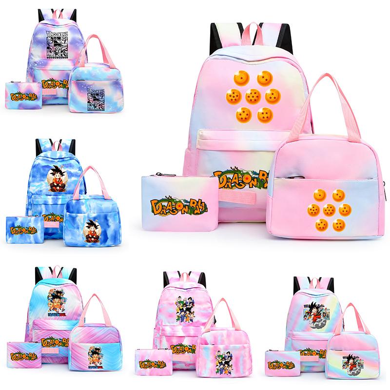 3Pcs/set Anime Dragon Ball Backpack for Girls Boys Back To Schoolbag with Lunch Bag Student Bookbag Men Women Travel Bag Mochila