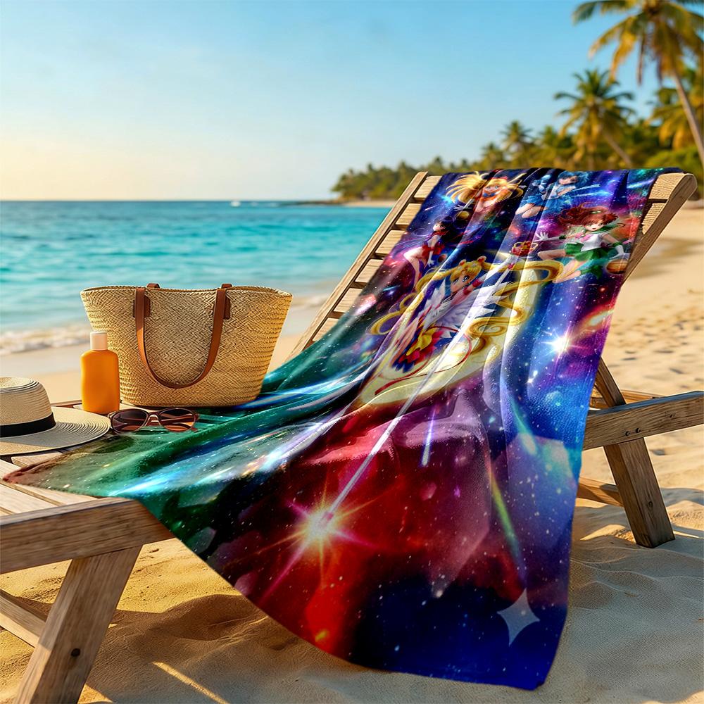 Sailor Moon Magic Durable Beach Towel soft Couple beach towel, family beach towel set Bath Accessory Perfect Gift for Valentine's Wedding Birthday
