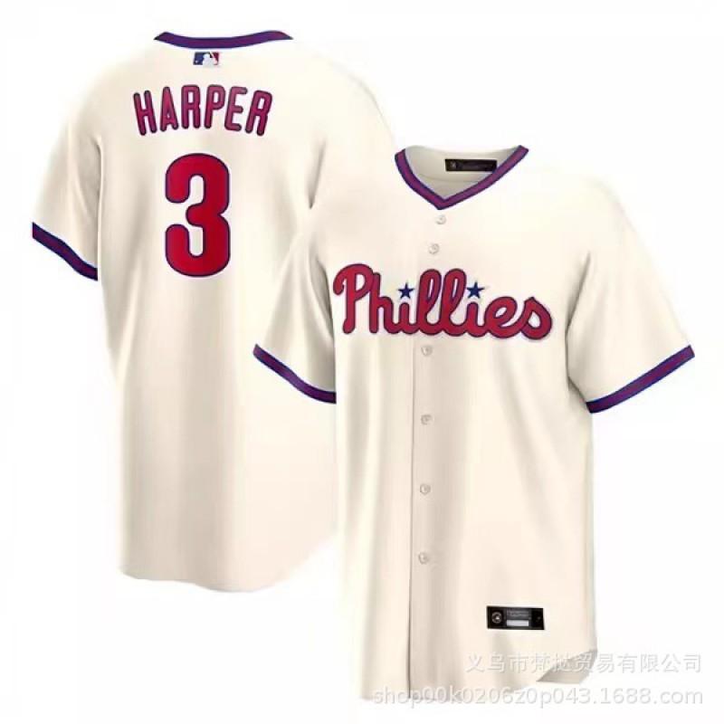 Philadelphia Phillies MLB Baseball Jersey Harper 3 Turner 7 City Edition Embroidered Short Sleeve Unisex Sport Tee