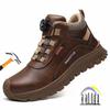 Waterproof Work Shoes Men Protective Shoes Anti-slip Leather Safety Shoes Men Safety Shoes Plastic Toe Safety Sneakers for Work