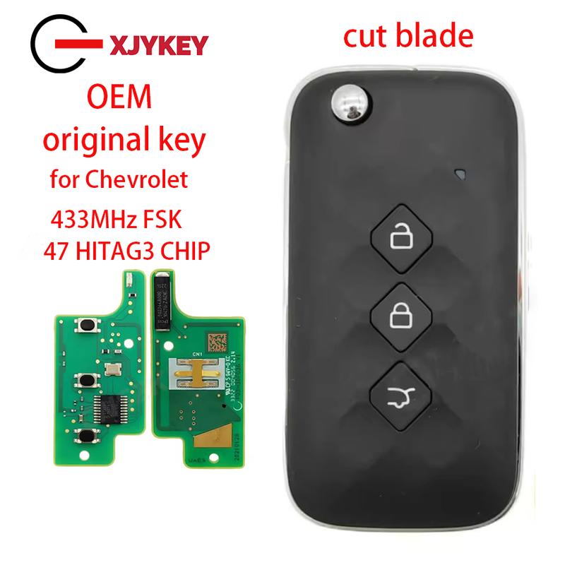 XJY OEM Складной Пульт-ключ для Автомобиля Для Chevrolet Aveo 433 МГц FSK Чип ID47 HITAG3 PCF7961X Разблокирован С нарезанным Лезвием