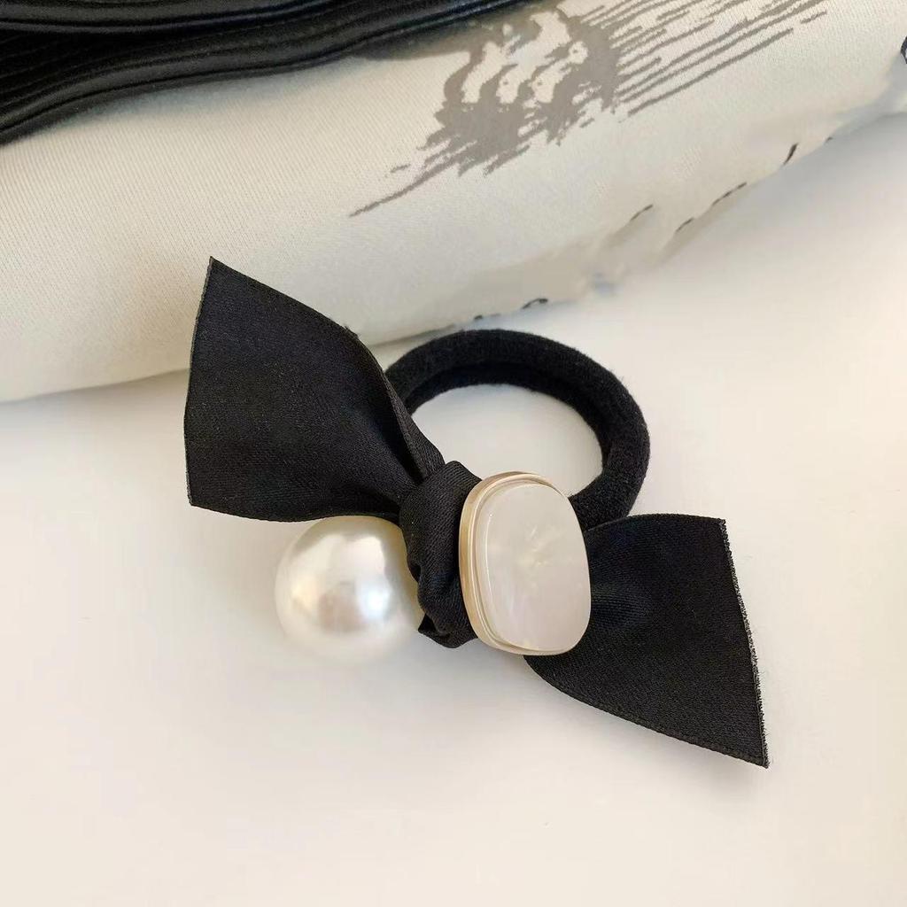 Элегантная высококачественная резинка для волос с жемчугом - черная эластичная лента
