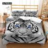 Пододеяльник Тигр Мягкий стеганый чехол Микрофибра Животное Постельное белье Тигр Узор Покрывало для декора комнаты Постельное белье Спальня