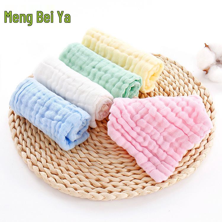 Set of 5 Plain Color 30x30cm Six-Layer Gauze Towels: Infant Saliva Towels & Handkerchiefs.