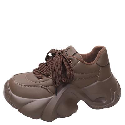 Модные 7 см женские массивные кроссовки модные кроссовки на платформе черные женские брендовые дизайнерские повседневные туфли женские кожаные спортивные папины кроссовки