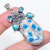Natural K2 Blue Azurite, Topaz 925 Sterling Silver Jewelry Pendant 2.52" J5V62