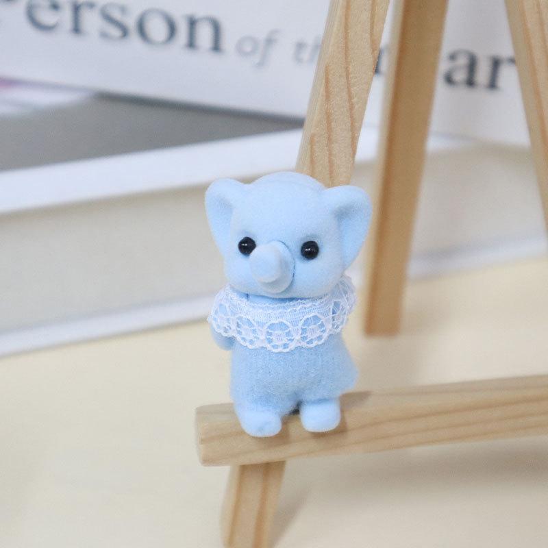 1 шт. Мини Лесная семья Фигурка животного Слон Овца Флокированная Мохнатая Фигурка Модель Игрушка для Ребенка Подарок на День рождения