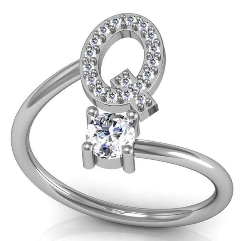 Женское кольцо с 26-буквенным английским узором, белое золото с медным покрытием