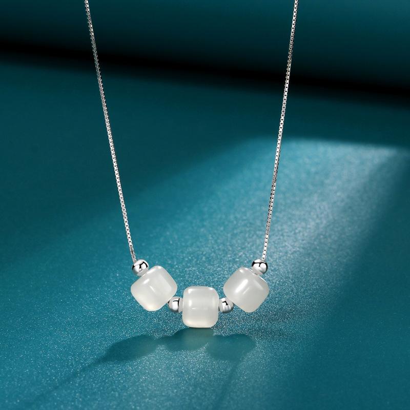 Ожерелье из бисера Sansheng III Transfer Light Luxury Niche Design Sense Hetian Jade Jewelry Premium Sense Accessories