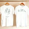 2026 Cool Bicycle Letter Print Short Sleeve Tee Loose Fit Line Art Cycling Top Wear For Outdoor Riding Coffee Lovers