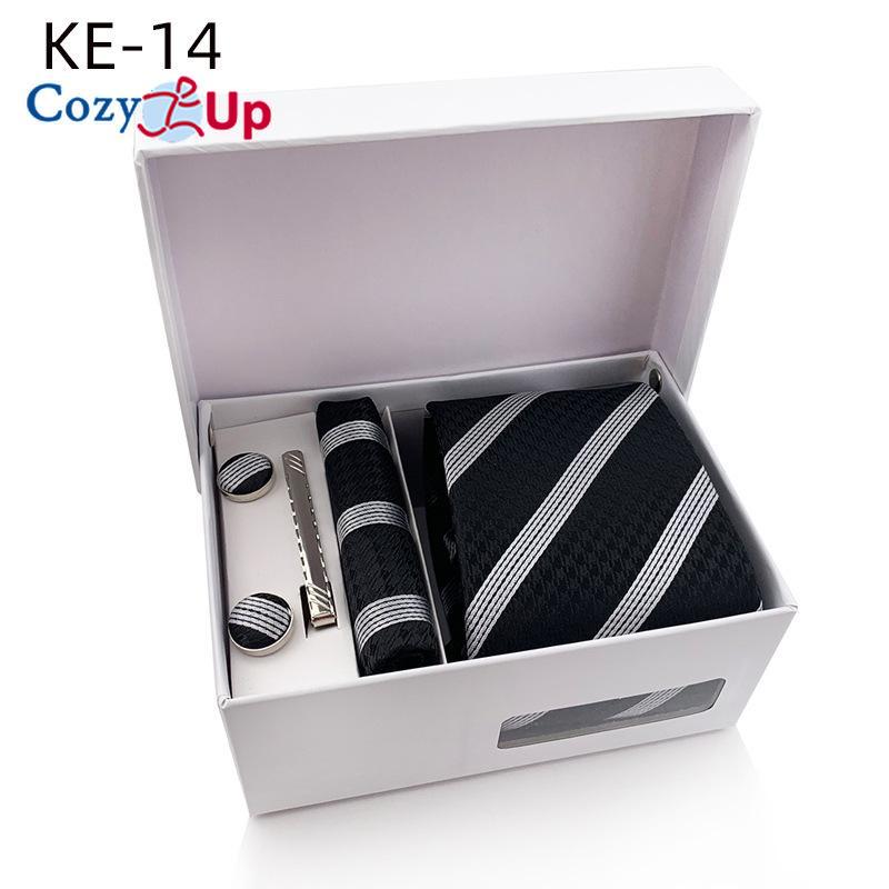Cozy Up Ties for Men Set with Pocket Square Cufflink and Tie Clip | Necktie Handkerchief In Gift Box for Wedding
