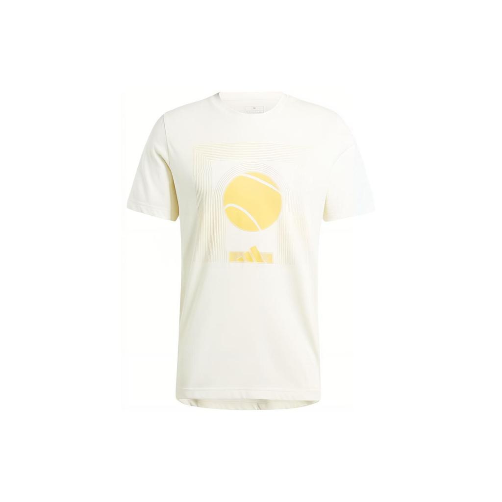 Adidas Футболка Aeroready Arc De Ball с принтом для тенниса, спортивная, с коротким рукавом и круглым вырезом, мужские топы цвета слоновой кости IS2414