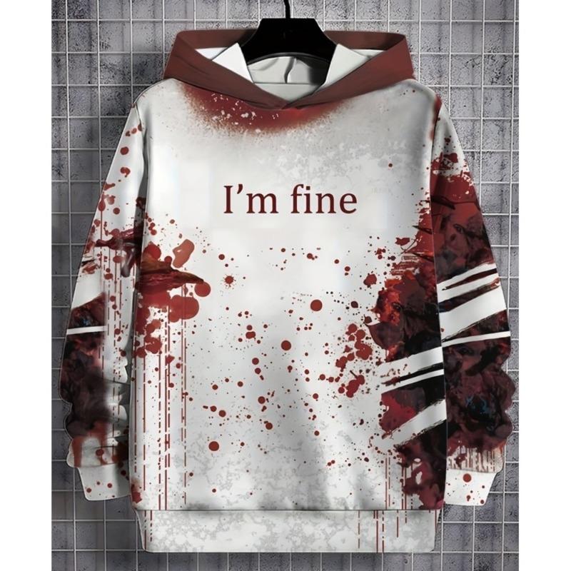 Мода весна и осень мужская толстовка кровавый ужас 3D принт толстовки уличный повседневный мальчик свитшот мужской оверсайз топ одежда