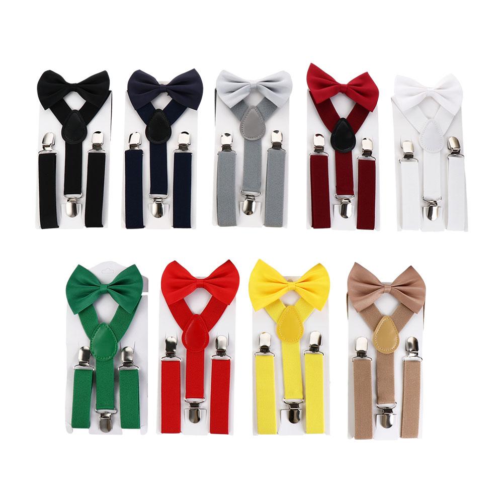 For Children For Girls For Boys Hanging Pants Clip Suspenders Clips Bow Tie Tie Suspenders Set