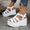 Summer Ankle Buckle Women Wedge Sandals Patchwork Platform Sandals Breathable Comfort Non-slip Soft Sole Gladiator Shoes Women