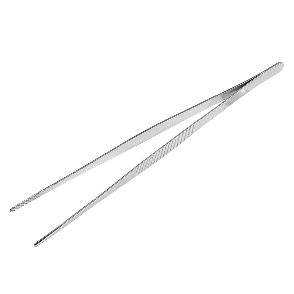 Stainless Steel Silver Long Food Tongs Straight Home Medical Tweezers Garden Kitchen Tool 30cm