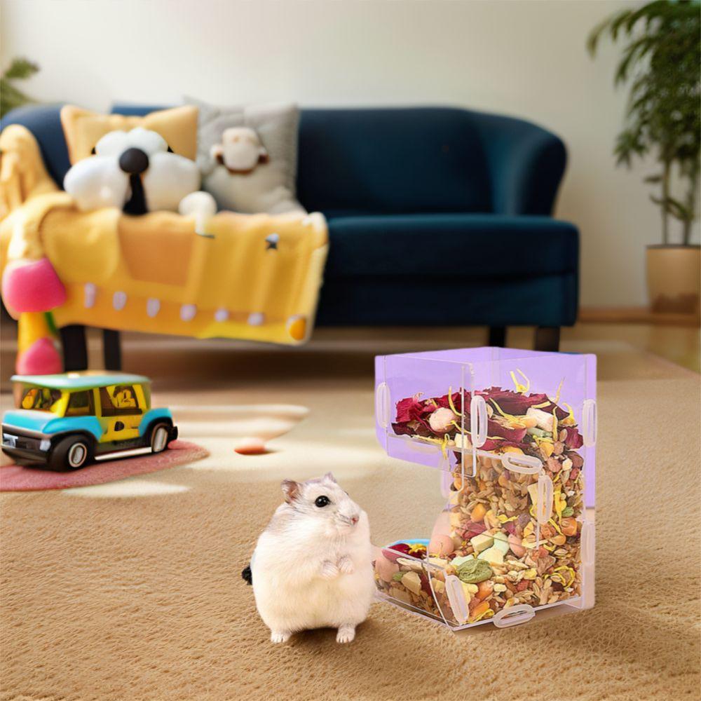 Acrylic Automatic Hamster Food Feeder Large Capacity Small Pets Food Feeding Bowl  for Small Pets