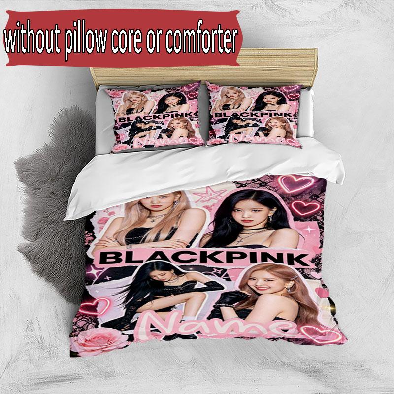 3pcs Duvet Cover Set (1*Duvet Cover + 2*Pillowcase, Without Core), Custom Name BLACKPINK Pattern Bedding Set, Home Bedroom Decor Gift