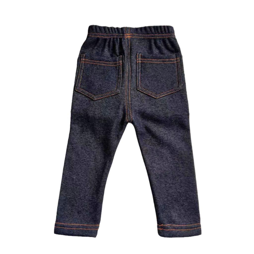 Autumn and Winter Winter Children's Jeans Boys and Girls' Solid Color Thin Velvet Elastic Belt Jeans Infant Elastic Denim Pants1-6Y