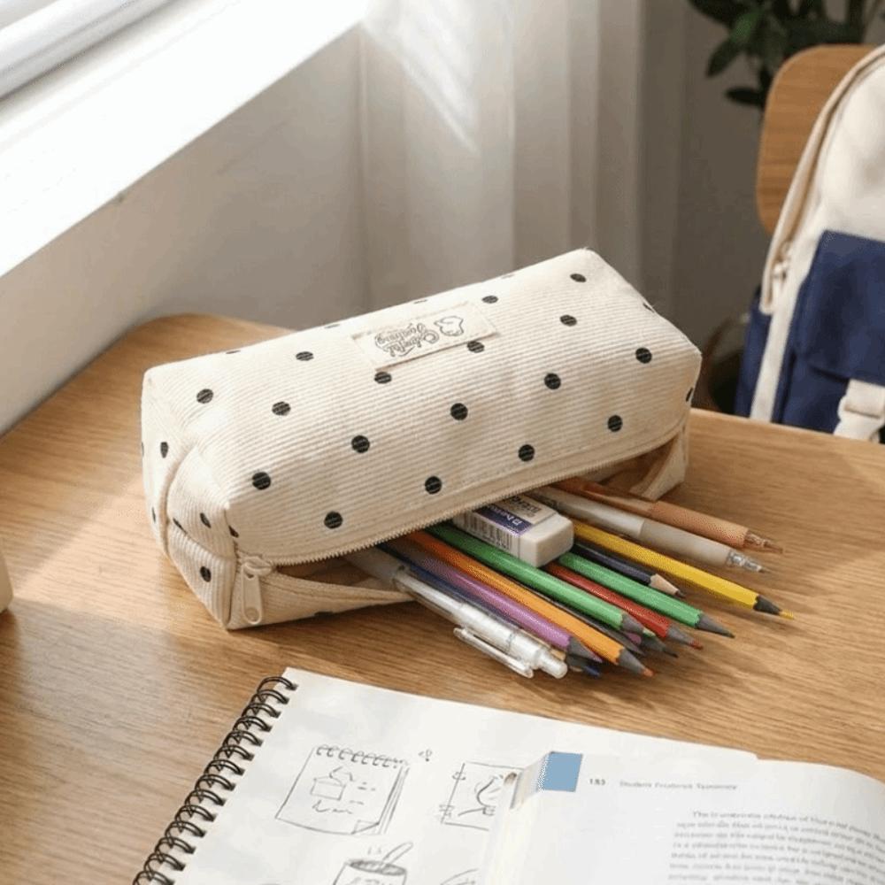 Square Shape Zipper Pouch Organizer Cute Design Stationery Pen Bag Office Use