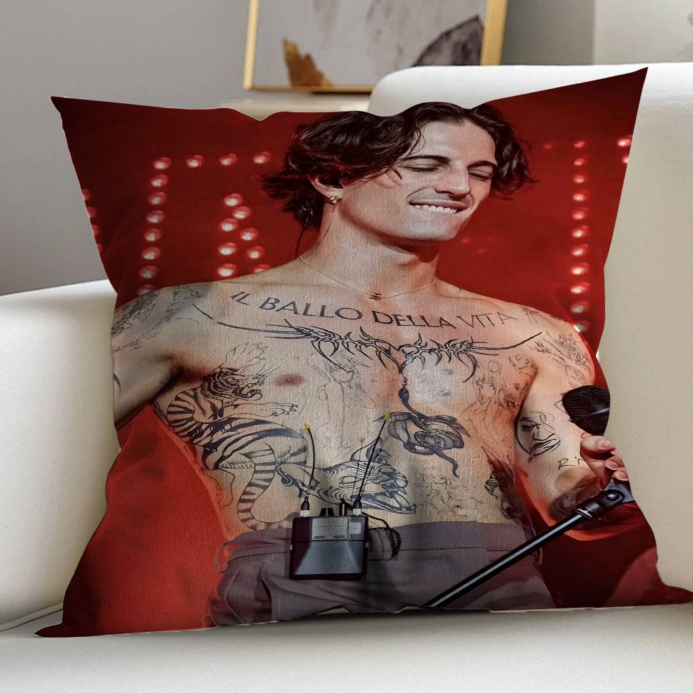 M-Maneskin D-Damiano David Band Personalized picture text home decorative pillows Household Gifts 45x45cm