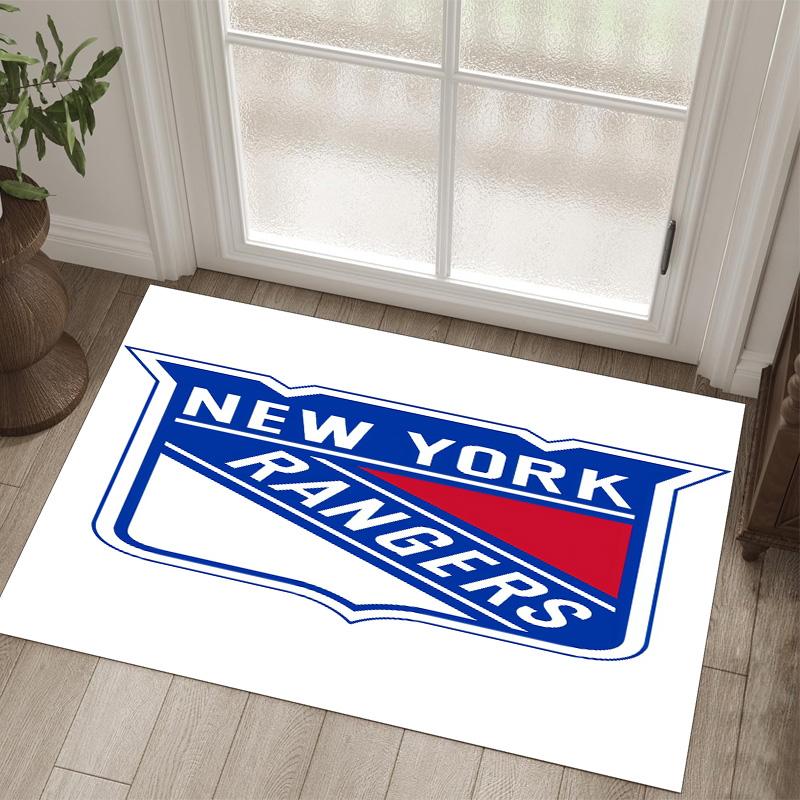 New York Rangers Design Crystal Velvet Carpet Cozy Non?Slip Printed Rug For Bedroom Living Room Entrance