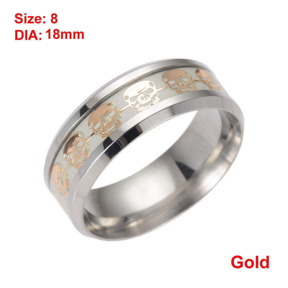 Панк Светящееся в темноте Мужчины Женщины Нержавеющая сталь Дизайн Черепа Светящийся Ремешок Кольцо Пальца Ювелирные изделия