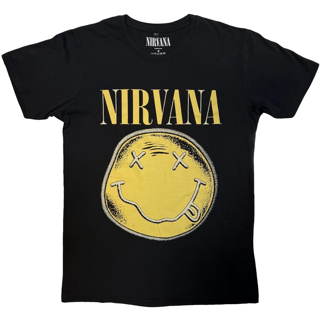 Nirvana Happy Face Distressed Premium Carbon Authorized Mens T-Shirt