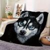 Уютный флисовый плед с принтом собаки хаски, 280 г/м², мягкий, теплый, для дивана, кровати, путешествий, кемпинга, гостиной, офиса