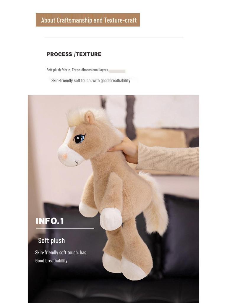 Год Лошади Плюшевая игрушка с большими глазами - Сидящая кукла-лошадь и талисман