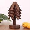 4Pcs Tree Design Stand Walnut Wooden Coaster Trivets Stand Heat Resistant Decorative Table Mat Foldable Coaster Placemat Pot Pad