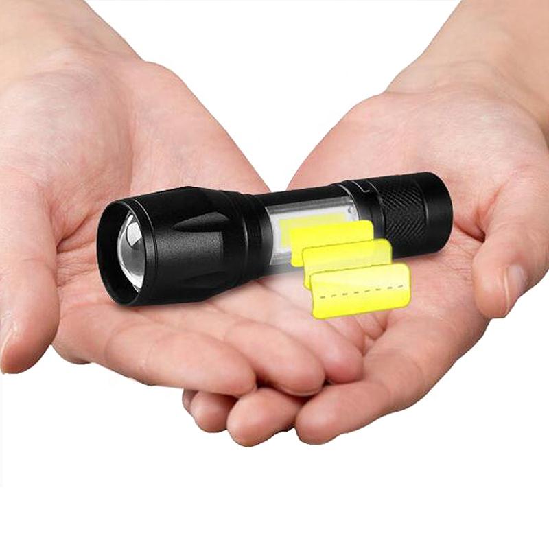 Adjustable Key Ring Cob Aluminium Hiking Usb Rechargeable Led Zoom Flashlight With Stainless Steel