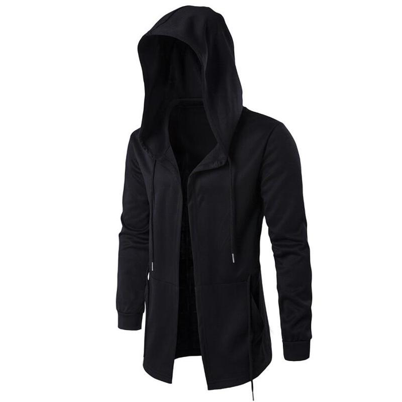 Толстовки Мужчины Хип-Хоп Толстовка Уличная Черное платье Пальто Мужчины Плащ с капюшоном Мантия Толстовка