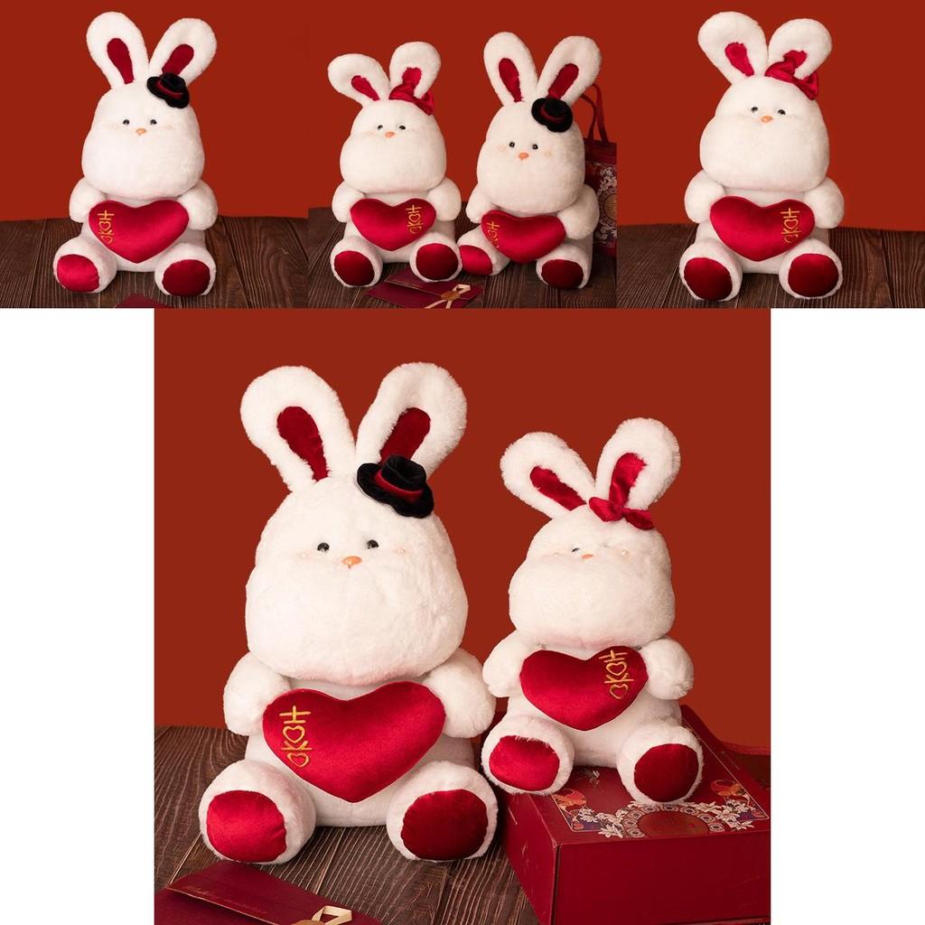 Очаровательная плюшевая игрушка-пара кроликов с галстуком-бабочкой и цилиндром, идеальный свадебный подарок