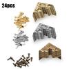 24PCS Antique Corner Protector Jewelry Chest Box Wooden Case Decorative Corner Protector Furniture Hardware Corners Brackets