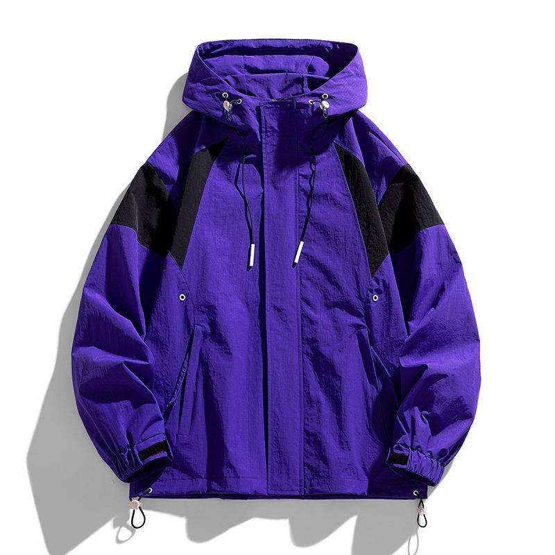 Рабочая куртка мужская осенняя свободная с капюшоном модная верхняя часть для толстых мужчин большого размера куртка с цветными блоками универсальная