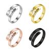 Letter Pattern Open Rings Hand Jewelry Fashion Finger Rings Stainless Steel Texture for Fashion Enthusiasts Present